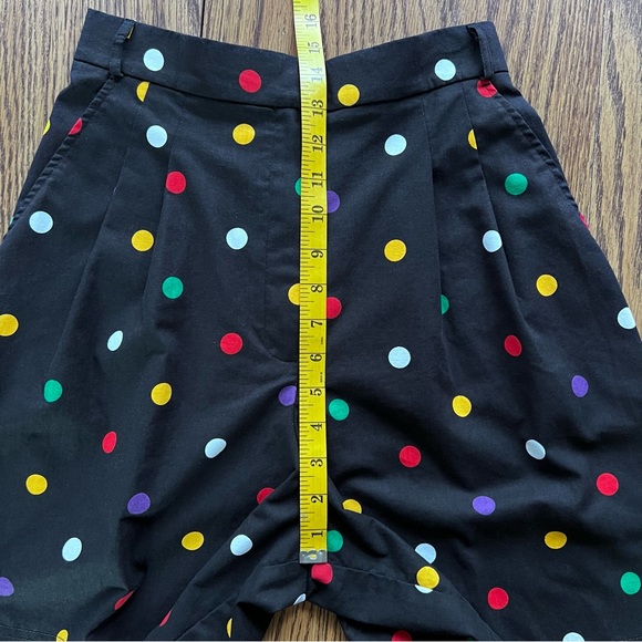 QUANTUM Vintage Black High Waist Wide Bermuda Shorts Culottes Multi Polka Dot 12 - Picture 8 of 10